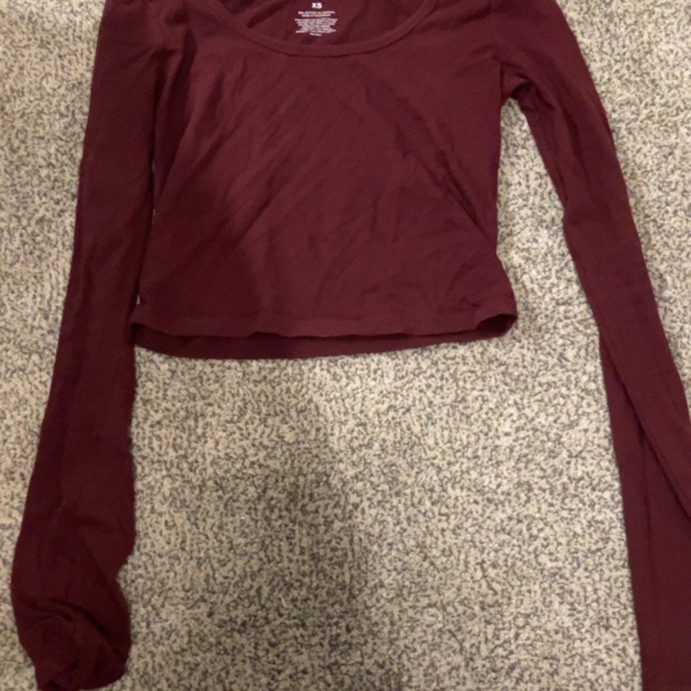 SO Red Long Sleeve Fitted Crop Bodysuit